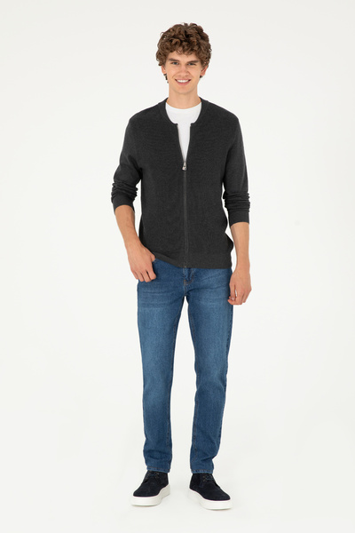 U.S. Polo Assn. Erkek Antrasit Melanj Basic Triko Hırka 50293528-VR081