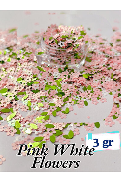 Sirius Hobi Epoksi Reçine Pink White Papatya Tırnak Makyaj Chunky Glitter 6 gr Hologramlı Sim 2x3gr