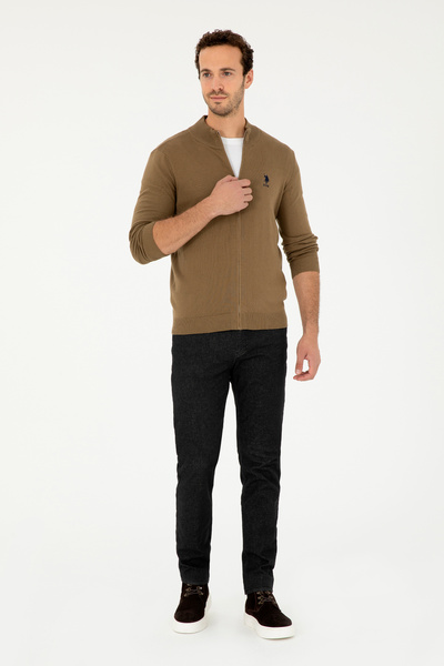 U.S. Polo Assn. Erkek Haki Basic Triko Hırka 50293526-VR027