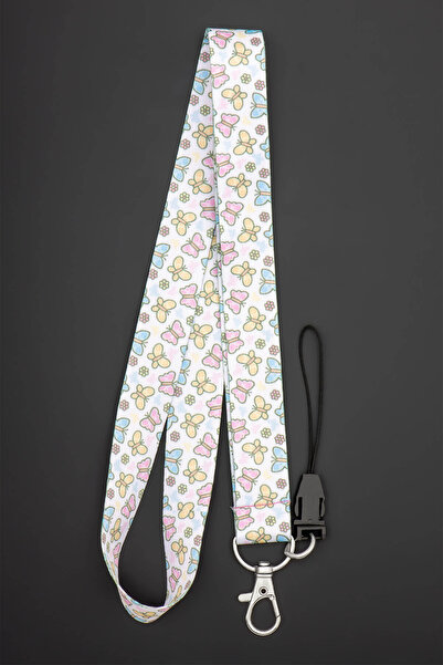 Apptakı Renkli Kelebek Boyun Askı İpi Telefon Askısı Yaka Kartı Aksesuar - AS...