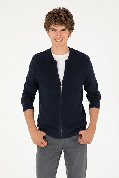 U.S. Polo Assn. Ανδρική πλεκτή ζακέτα Navy Blue Basic 50293528 -VR033