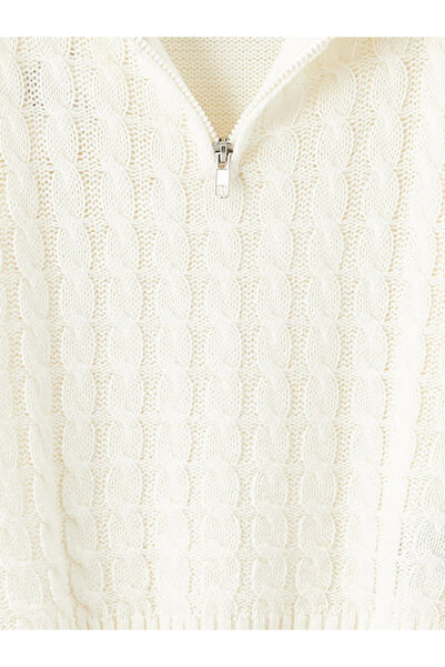 LC Waikiki LCW Kids Krem Rengi Polo Yaka Kız Çocuk Triko Kazak