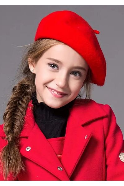 MinaCarin Child French Painter Felt Beret Red