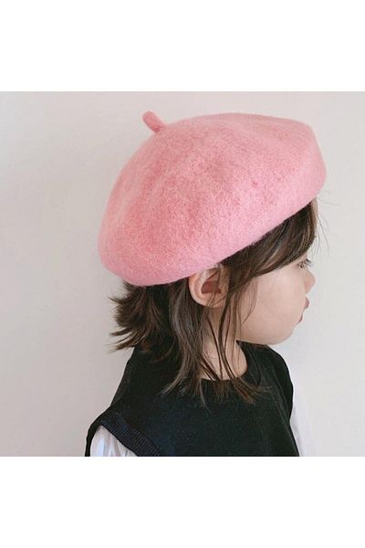 MinaCarin Child French Painter Felt Beret Pink