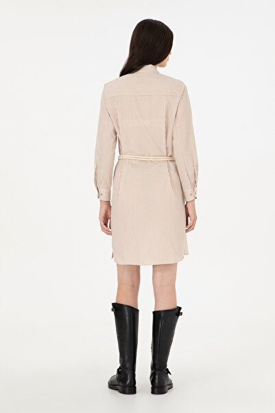 U.S. Polo Assn. Rochie țesută mini-lungime cu dungi de nisip pentru femei 50297375-VR085