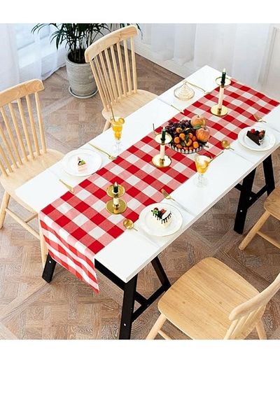 Erba kreasyon Natural Linen Duck Runner Liquid Proof Stain Resistant Tablecloth 40X140 cm