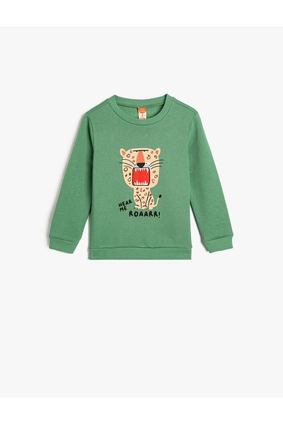 Koton Tiger Sweat Mânecă Lungă Crew Gât Ridicat