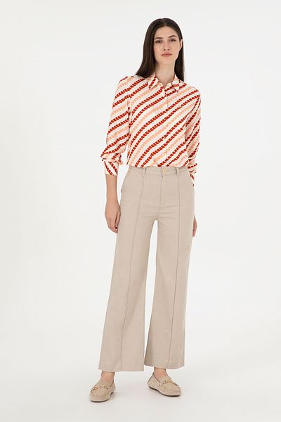 U.S. Polo Assn. Women's Sand Straight Fit Canvas Trousers 50298546 -Vr085