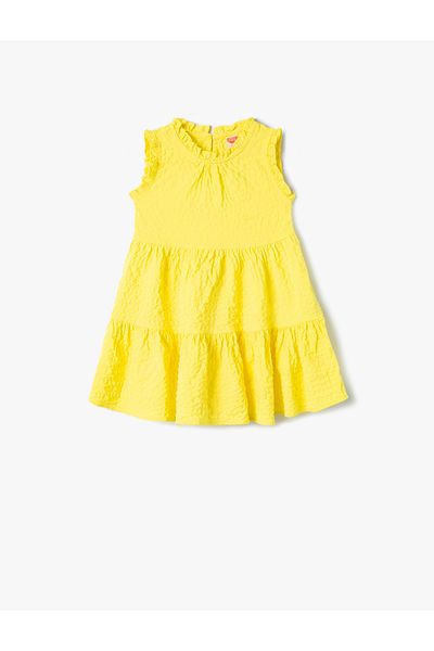 Koton Kleid mit Rüschen, ärmellos, Rundhalsausschnitt, mehrlagig