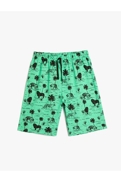 Koton Shorts Tie Waist Tiger Printed Cotton