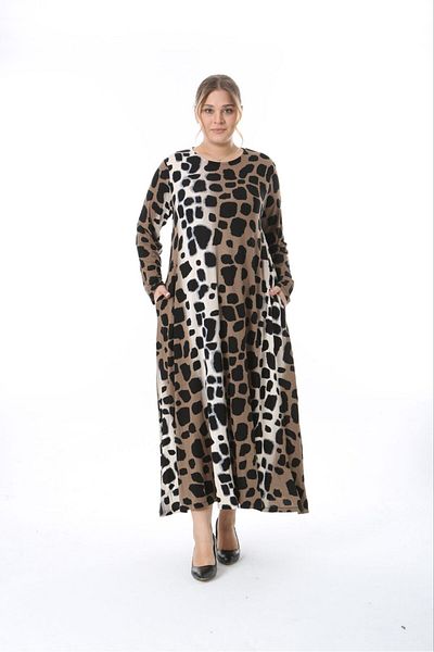 özle fashion Γυναικείο βαμβακερό φόρεμα σε μεγάλο μέγεθος σε γραμμή Α