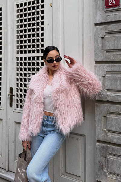 ASEDE Γούνινο παλτό κανονικού μεγέθους με μαλακή υφή με λεπτομέρεια τσέπης