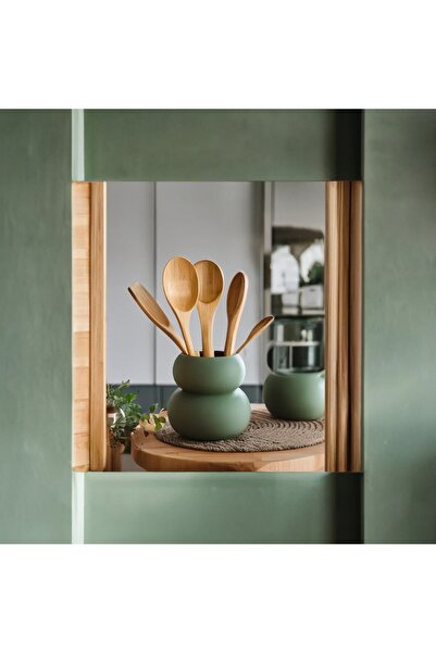 Lui Tasarım Green Nordic Style Decorative Bubble Ceramic Cutlery Holder