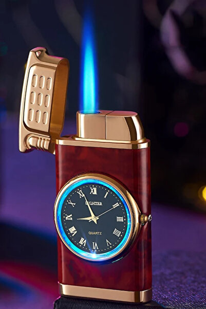 AVİPOLES Saatli Çakmak Ahşap Renk Özel Işıklı Çakmak