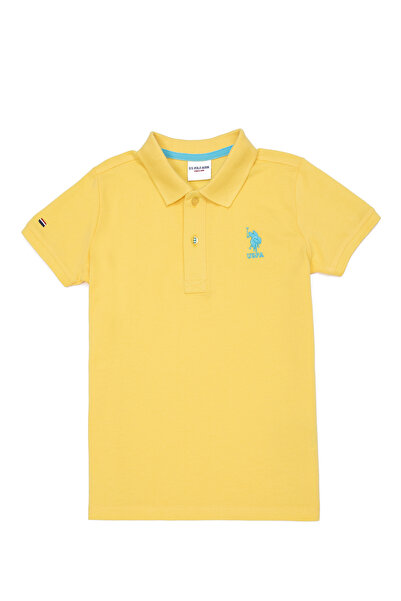 U.S. Polo Assn. تي شيرت أساسي بياقة بولو باللون الأصفر الفاتح للأولاد 5024928...