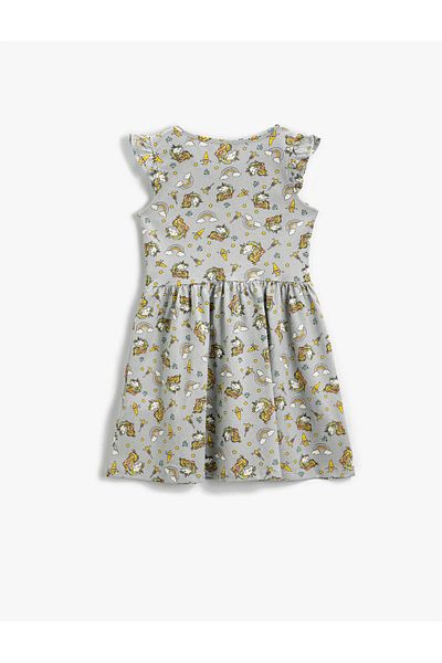 Koton Crew Neck Ruffle Cotton Unicorn Dress