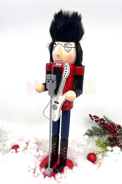 Huzur Party Store 40 εκ. Μεταλλικός Κιθαρίστας - Heavy Rocker Nutcracker Κιθάρα Lead Soldier Χειροποίητο