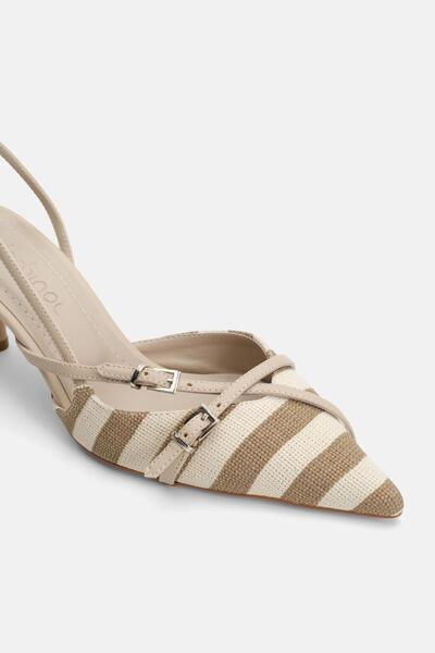 Jorbinol Linen Banded Reep Heeled Shoes