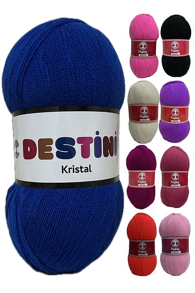 destini Crystal Fiber Floss 1 Piece 100 gr 475 Meter Skewer Bonbon 3-3,5 Crochet 3.5 No