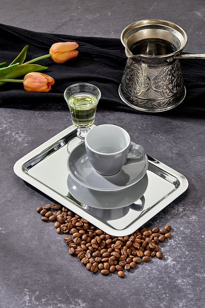 Milenay Elegante Noir Series Chrome Presentation Tray, Promise Engagement Tray, 22X16Cm, Avant-Garde Design, Single Piece