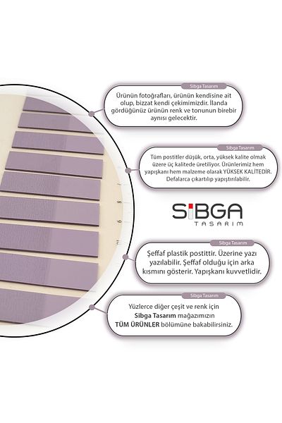 sibga tasarım Purple Clear Color Post-It Note Paper - Bookmark Sticker