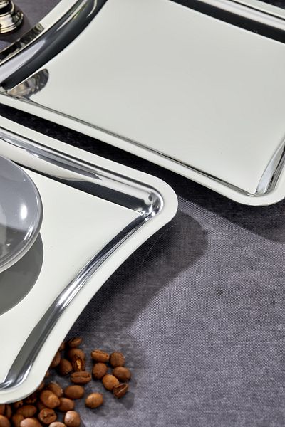 Milenay Elegante Square Series Chrome Presentation Tray, Promise Engagement Tray, 22cm, Avant-Garde Design, 3 Pieces
