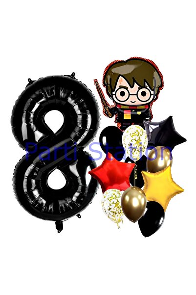 Parti Station Harry Potter 8 Yaş Balon Set Hogwarts Harry Potter Konsept Doğu...