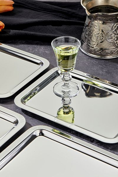 Milenay Elegante Noir Series Chrome Presentation Tray, Promise Engagement Tray, 22X16Cm, Avant-Garde Design, 3 Pieces
