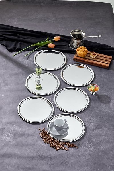 Milenay Elite Series - 22cm Chrome Presentation and Promise Engagement Tray, Avant-Garde Design, 6 Pieces