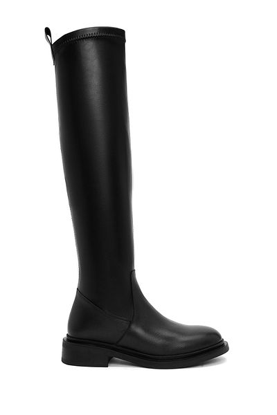 Derimod Women's Black Zippered Leather Boots 24Wfd 202318
