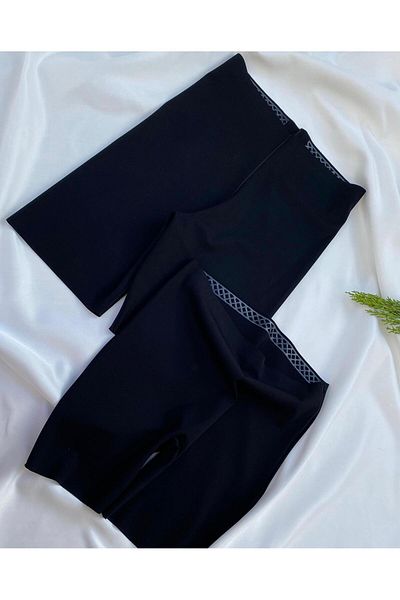VicTroy Shorts Length 1 Pcs Black Polyamide High Waist over the Knee with Anti-Slip Silicone Band Laser Cut Women's Corset