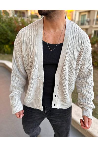 elkumoda Βαμβακερή ζακέτα με μοτίβο πλεκτού - γιακάς σάλι, αντιπηκτική, με κουμπιά