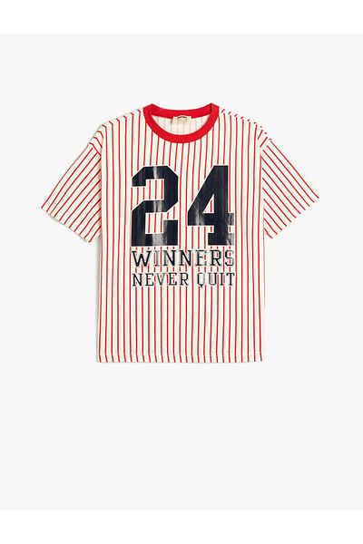 Koton Oversize T-Shirt Sports Themed Short Sleeve Crew Neck Printed