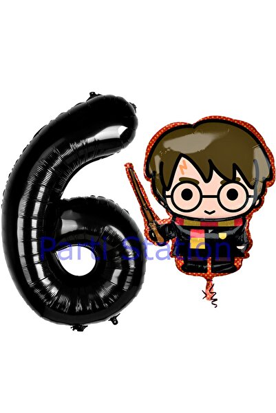 Parti Station Harry Potter 6 Yaş Siyah Renk Rakam Balon Set Harry Potter Hogw...