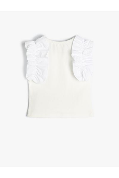Koton Μπλούζα Αμάνικη Frilly Shoulders Βαμβακερή με Ριμπ