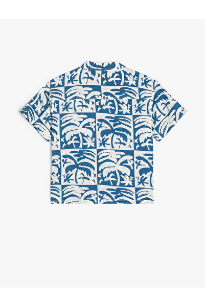Koton Kurzärmliges Hemd aus Baumwolle mit Palmendruck – eine Tasche