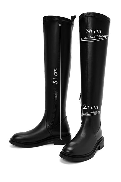 Derimod Women's Black Zippered Leather Boots 24Wfd 202318
