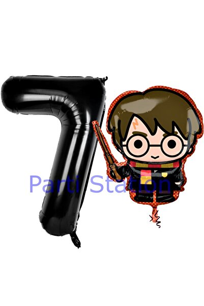 Parti Station Harry Potter 7 Yaş Siyah Renk Rakam Balon Set Harry Potter Hogw...