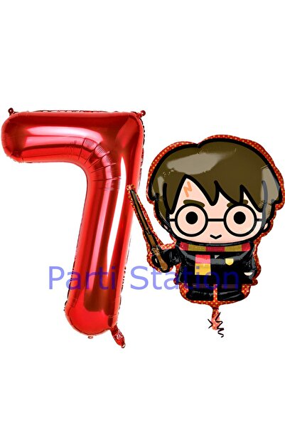 Parti Station Harry Potter 7 Yaş Kırmızı Renk Rakam Balon Set Harry Potter Ho...