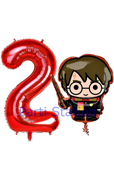 Parti Station Harry Potter 2 Yaş Kırmızı Renk Rakam Balon Set Harry Potter Ho...