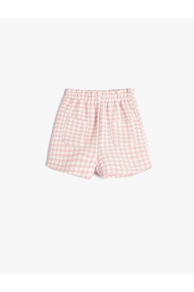 Koton Tweed Shorts with Pocket Detail and Elastic Waist