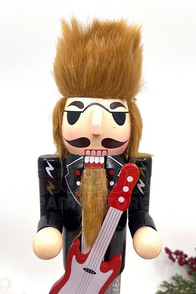 Huzur Party Store 40 εκ. Κόκκινος κιθαρίστας Metalci Heavy Metal Rocker Καρυοθραύστης Κιθάρα Lead Soldier Πρωτότυπο χειροποίητο