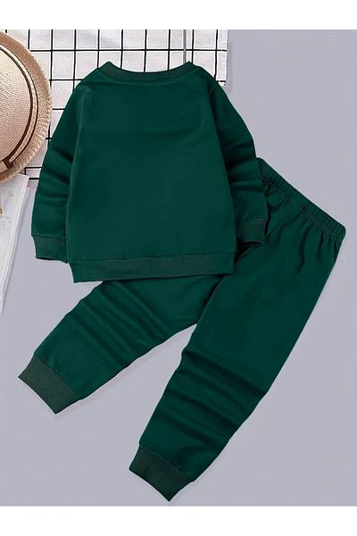 LEONE KOLEKSİYON Green King Printed Children's Unisex Sweatshirt Set
