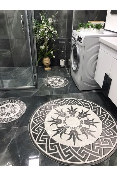 Evperest Bathroom Mat Set Grile Model