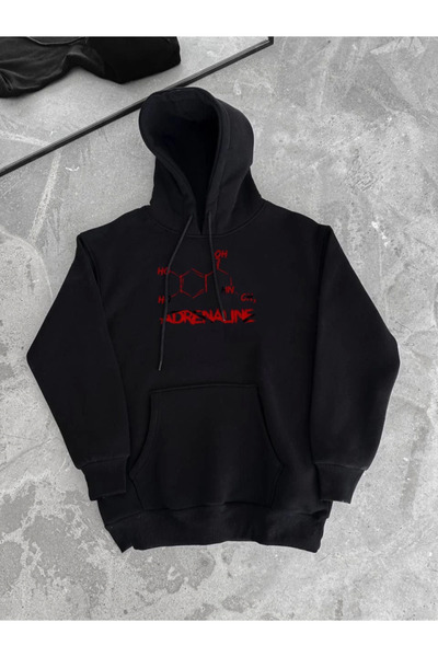pazarella Winter Long Sleeve Hooded Sweatshirt - Black