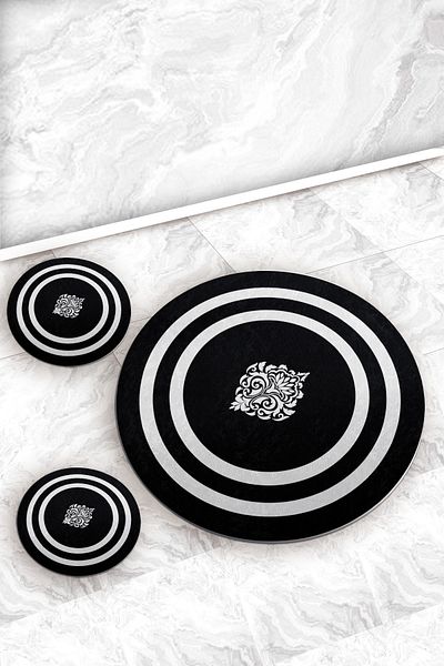 Evperest Bathroom Mat Set Black Damask Model