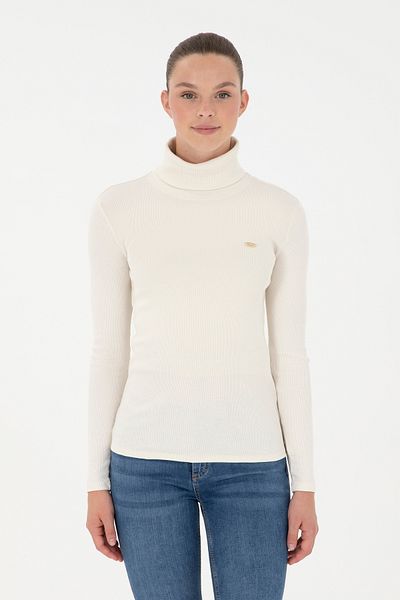 U.S. Polo Assn. Hanorac de damă crem cu gât roscat 50297393 -VR071