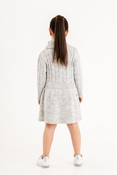 Cloudy Kids Rochie tricotată cu gât țesut împletit păr fetiță