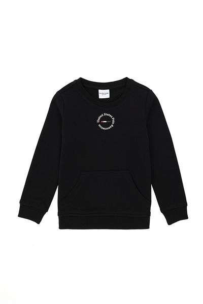 U.S. Polo Assn. Boy's Black Basic Crew Neck Sweatshirt 50293592 -Vr046