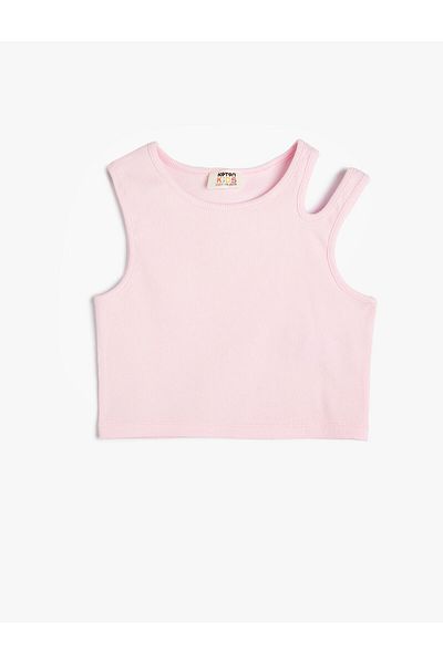 Koton Crop T-Shirt Window Detailed Cotton Ribbed